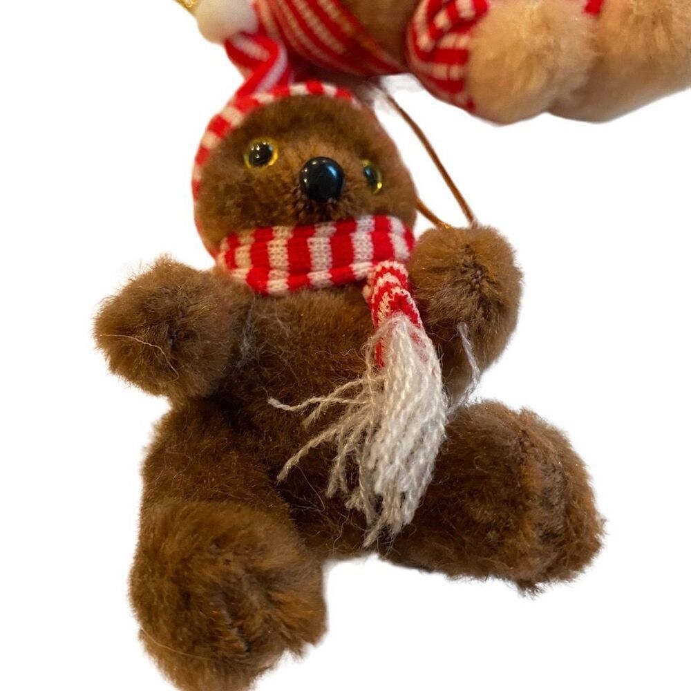 Vintage Adler Teddy Bear Ornament Set of Two Jointed Plush Christmas Tree Decor